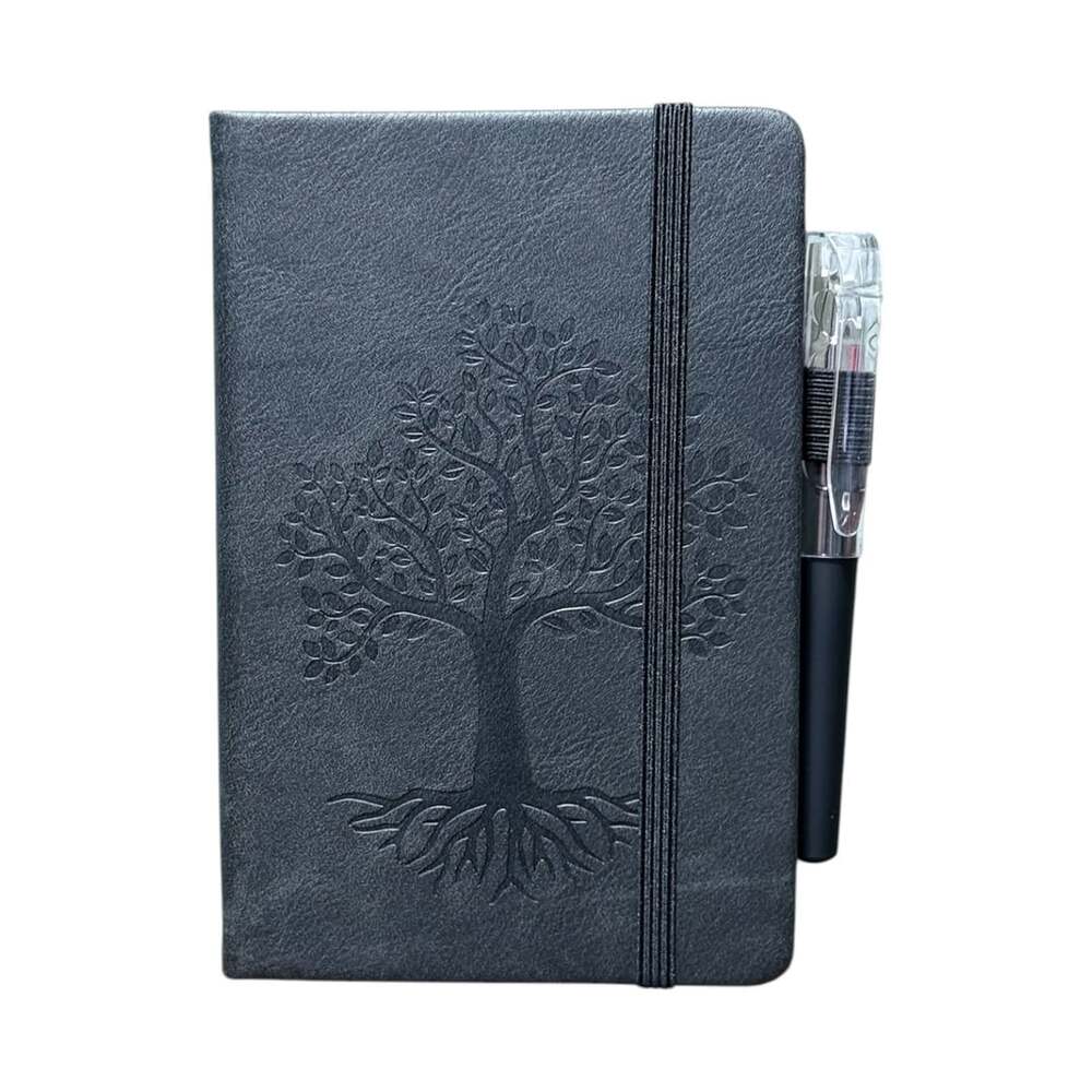 Black Tree of Life Embossed Small Hardcover Lined Journal with Pen